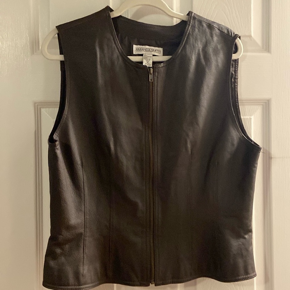 Vintage 90’s Amanda Smith Genuine Leather Vest Size 14